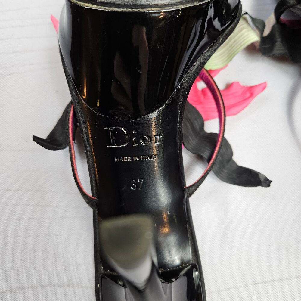 Y2k Dior Heels Hawaii Glamour Mules Black Satin Flower Detail Rare - Size 37 EU - Picture 8 of 16